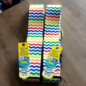 Medium adjustable dog collars yellow dog design